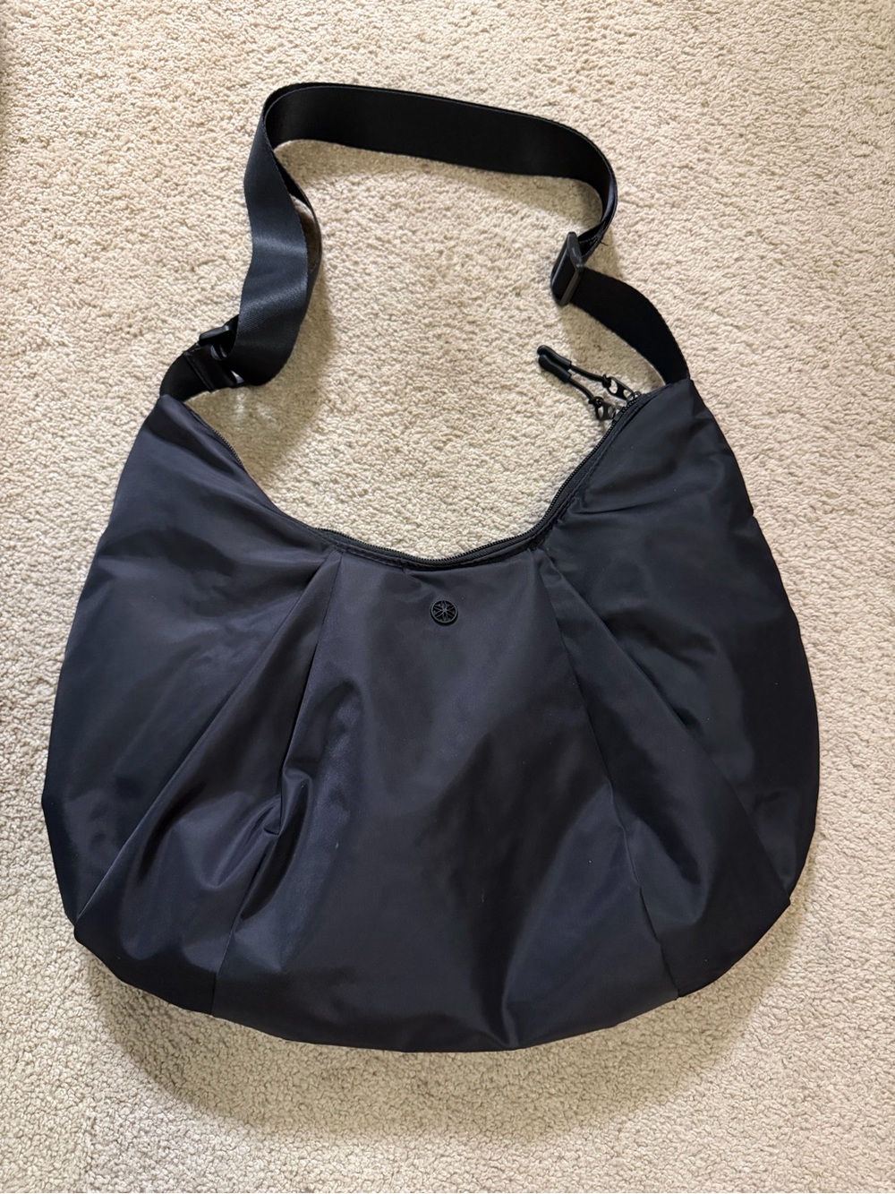 Gaiam Black Nylon Hobo Shoulder Bag